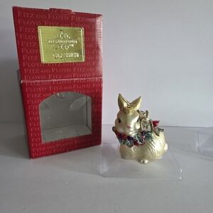 Fitz and Floyd Christmas Bunny Glass  Ornament